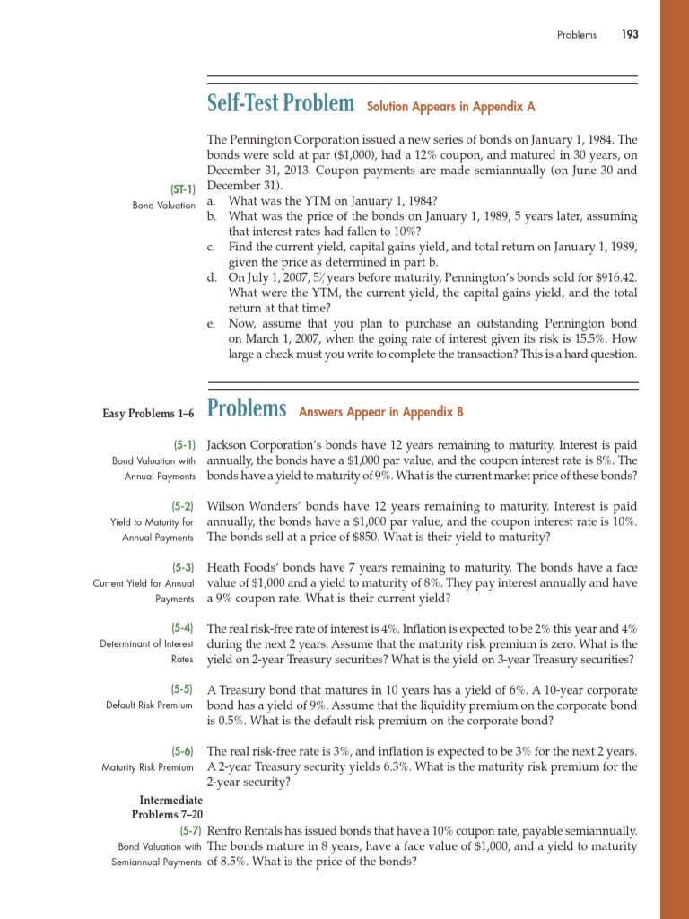 Bond Valuation Practice Pdf Bonds Finance Yield Finance