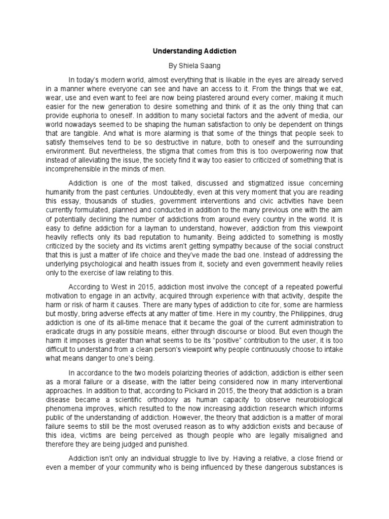 Understanding addiction personal essay pdf theory social stigma
