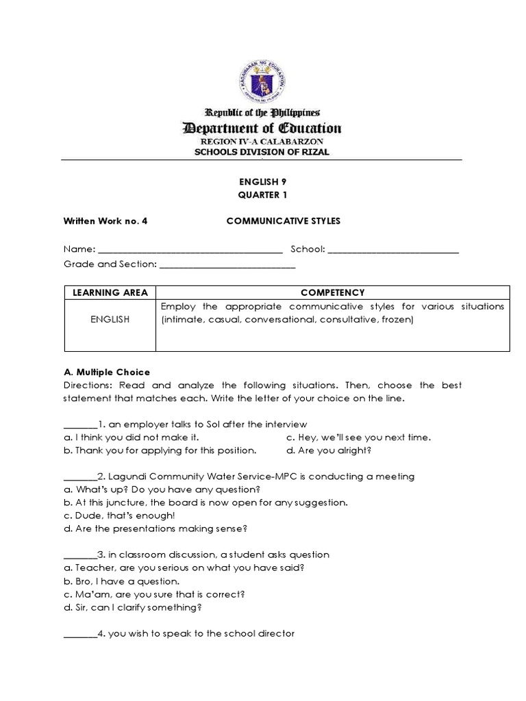 Grade9 WW4 English PDF Self Improvement