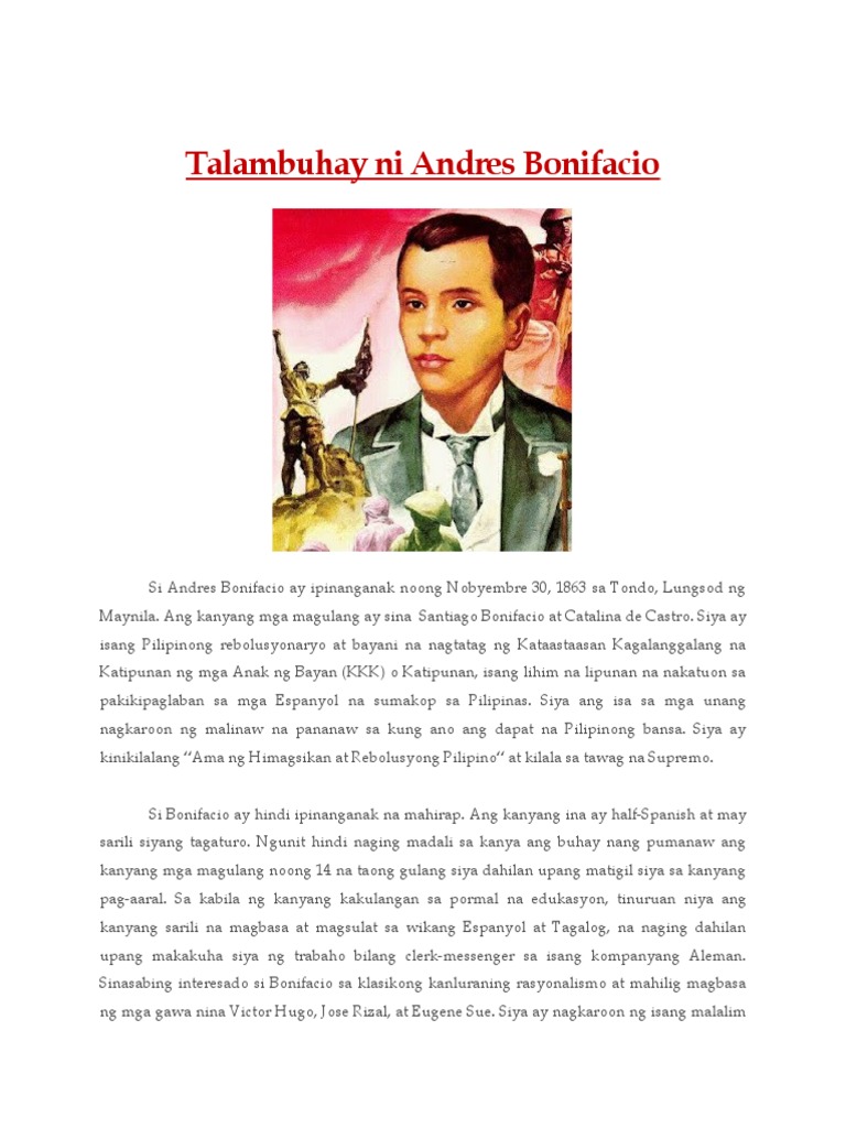 Talambuhay Ni Andres Bonifacio | PDF