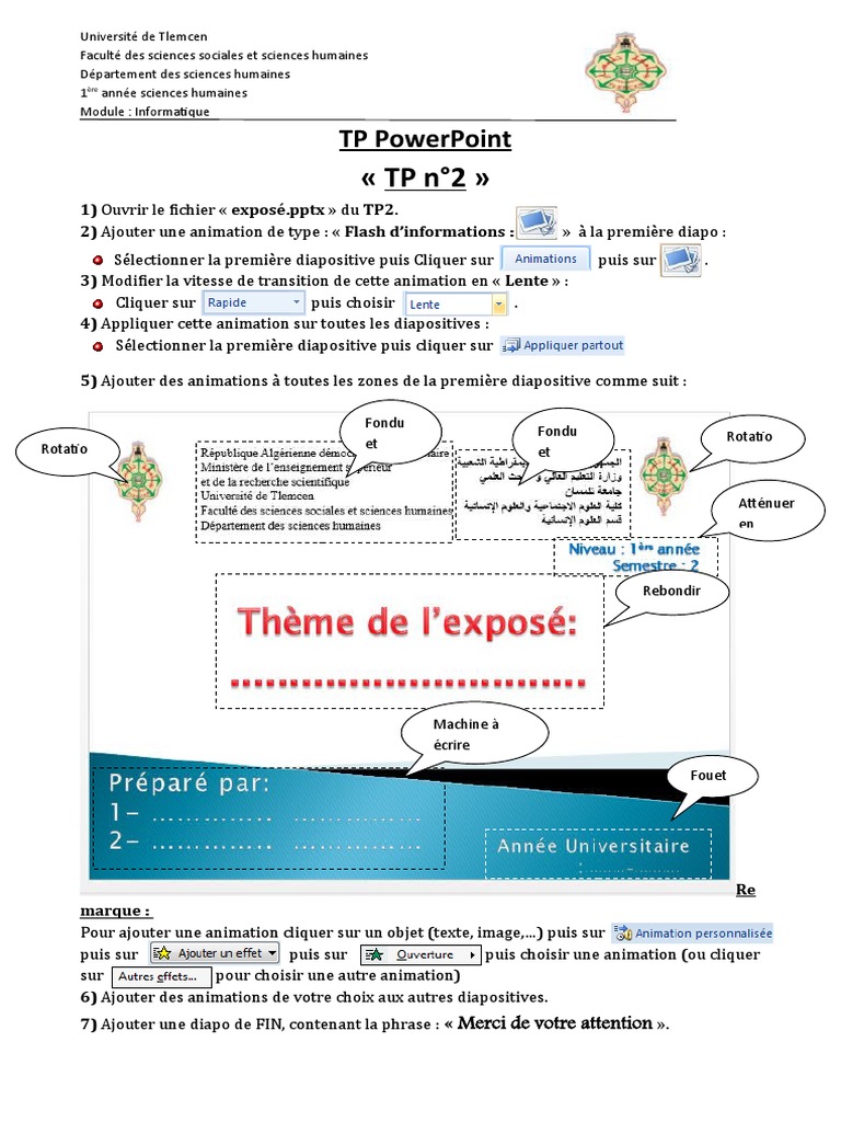 TP PowerPoint : Animations et Transitions | PDF