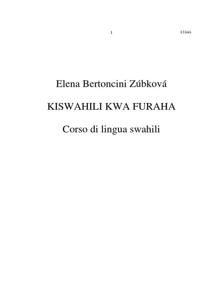 Kiswahili Kwa Furaha Unità 1 Tomo I PDF