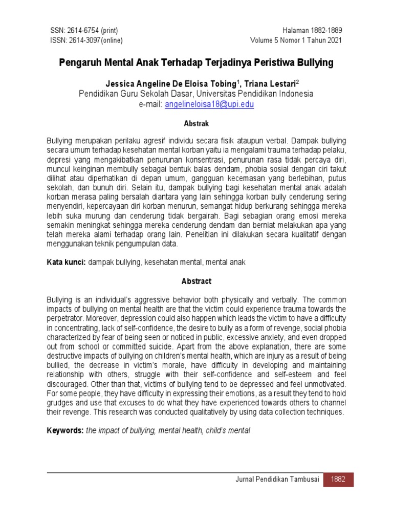 Impact of Bullying on Children's Mental Health | PDF | Cyberbullying ...