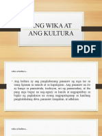 Report in Panimulang Linggwistika - Ang Wika at Ang Kultura