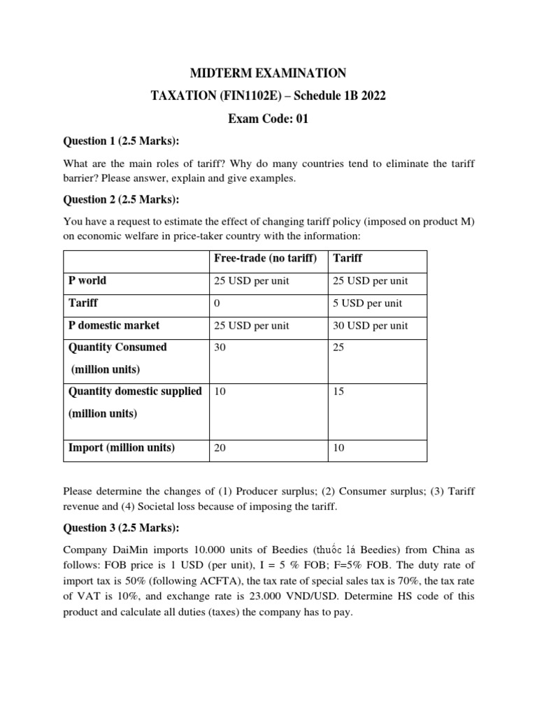 Taxation Midterm Exam 2022 Guide | PDF | Value Added Tax | Taxes