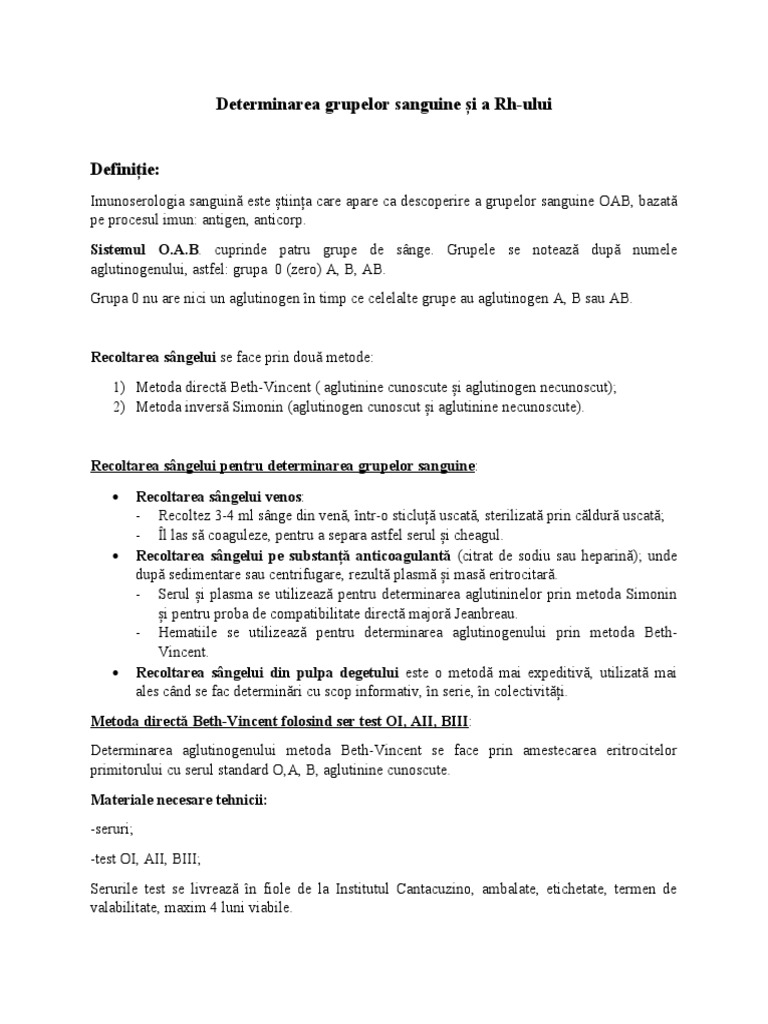 Determinarea Grupelor Sanguine RH | PDF