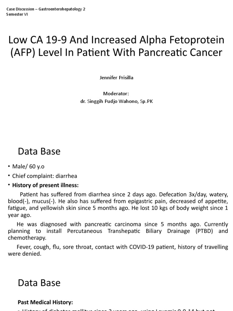 Pancreatic Cancer: Low CA 19-9, High AFP | PDF | Pancreatic Cancer | Cancer