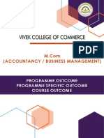 M.Com Programme Outcomes and Course Details