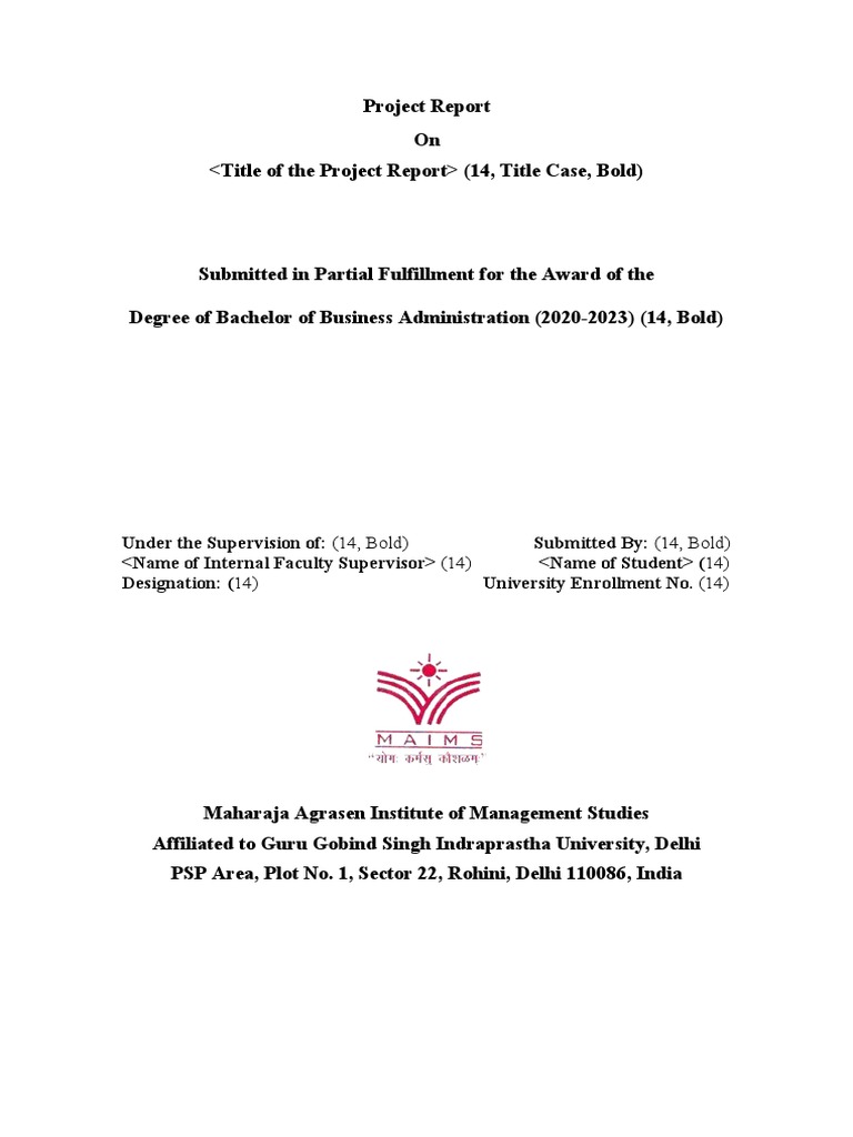 Project Report Bba 312 Bba Format Download Free Pdf Writing