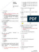 Statistics Test Questions With Answer Key
