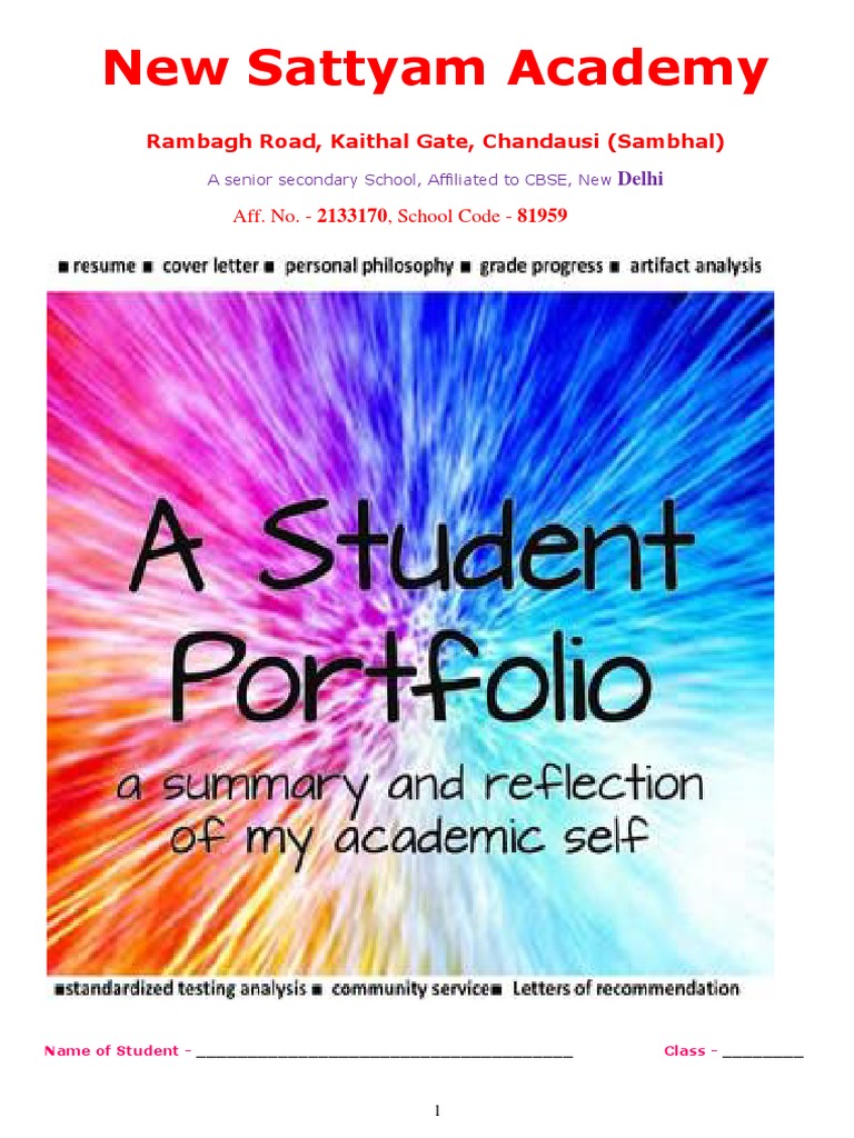 Portfolio For Classes Ix X Pdf Teachers Cognition