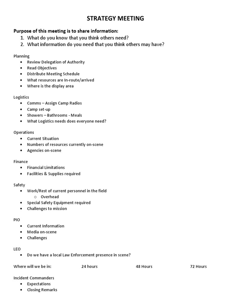 Strategy Meeting Agenda | PDF