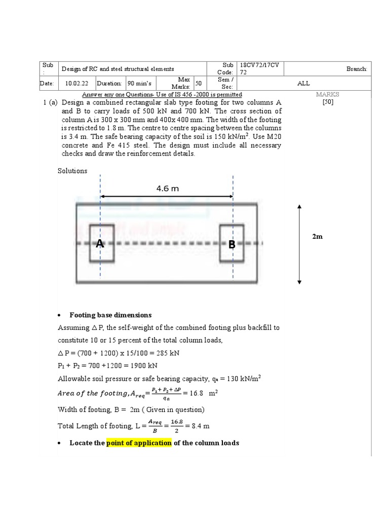 IATIV Question Paper With Solution of 18CV72 Design of RC and Steel
