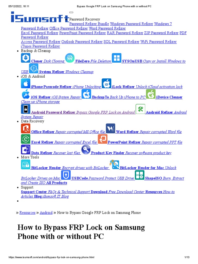 Bypass Google FRP Lock On Samsung Phone With or Without PC | PDF