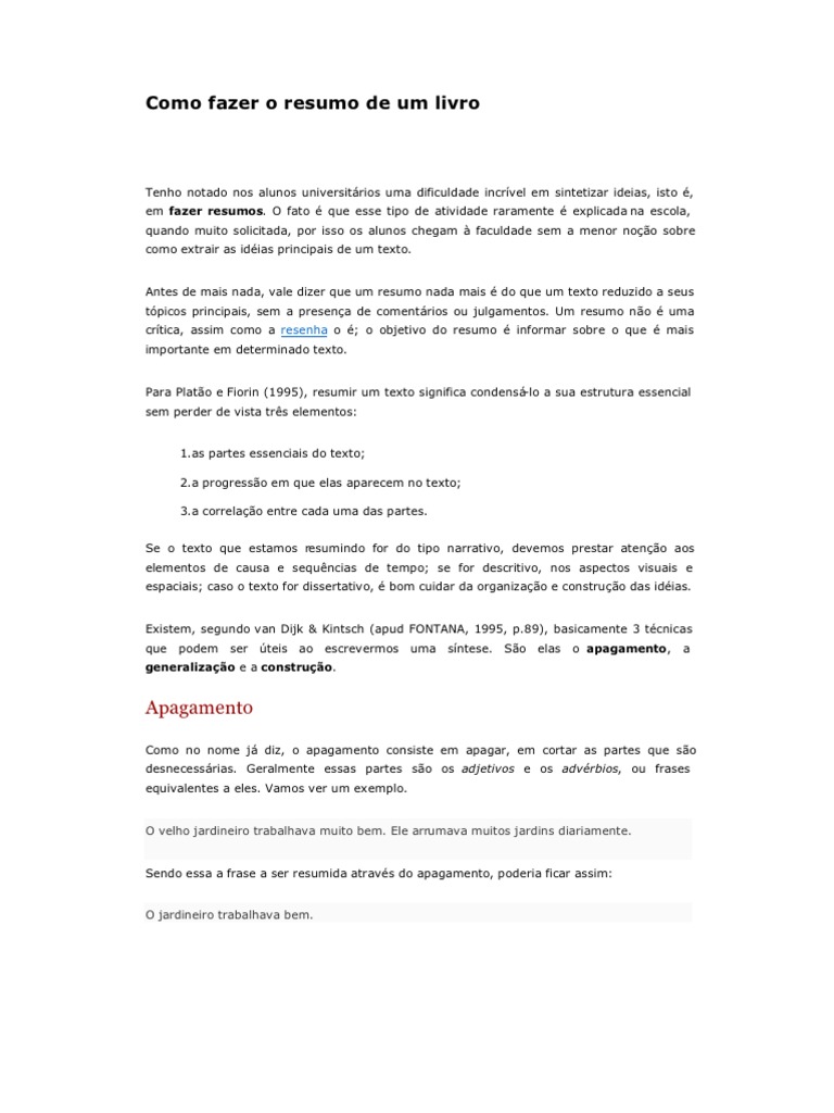 Download Como Fazer o Resumo de Um Livro
