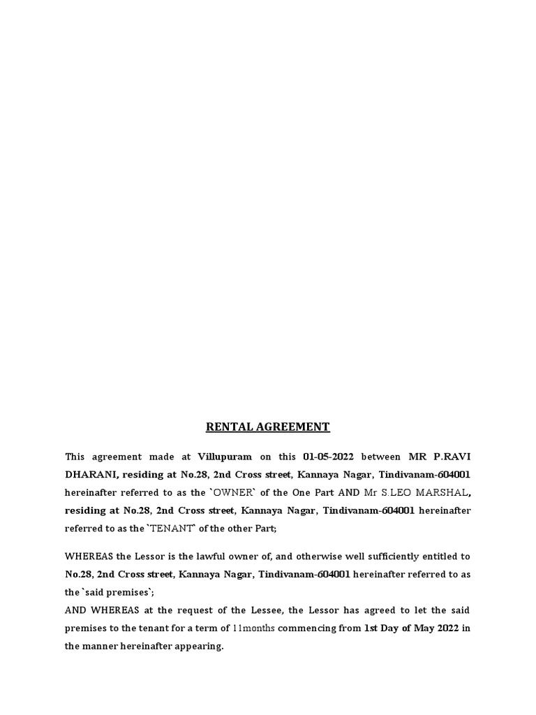 New Rental PDF Lease Property Law