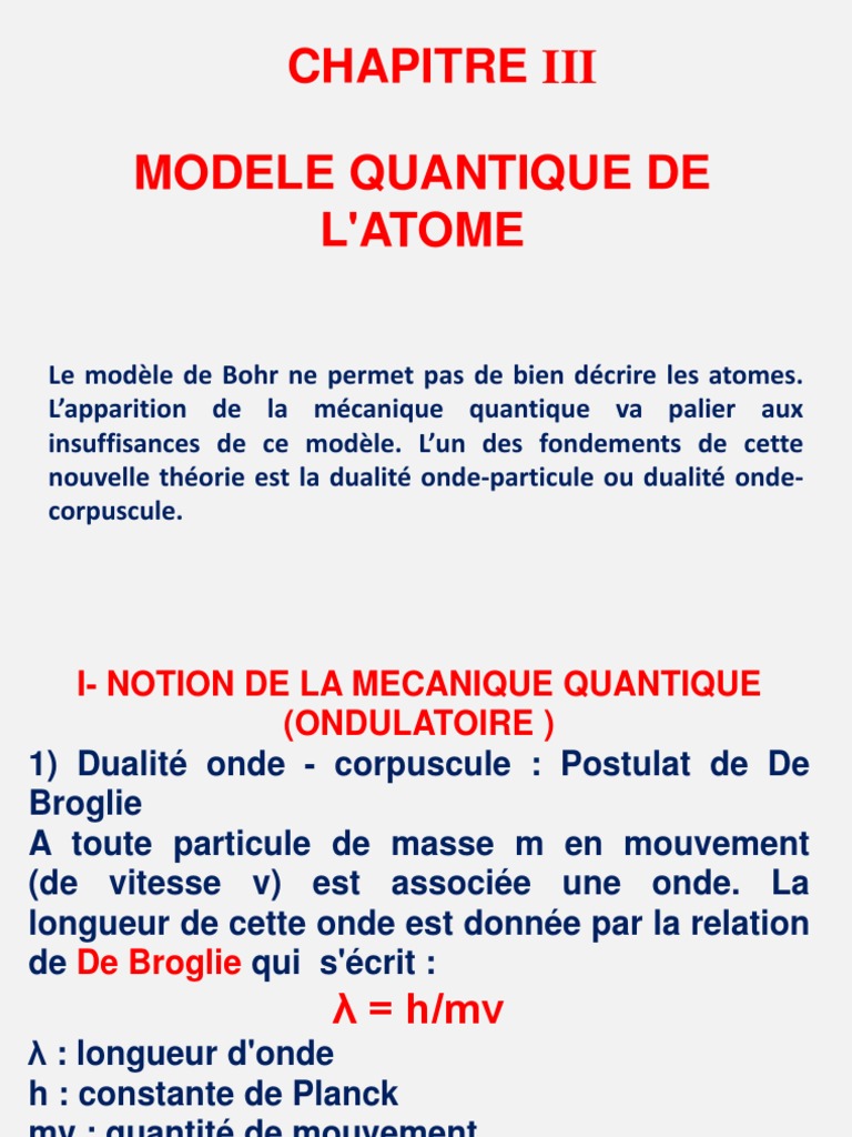 Modèle quantique de l'atome et orbitales | PDF | Orbitale atomique ...