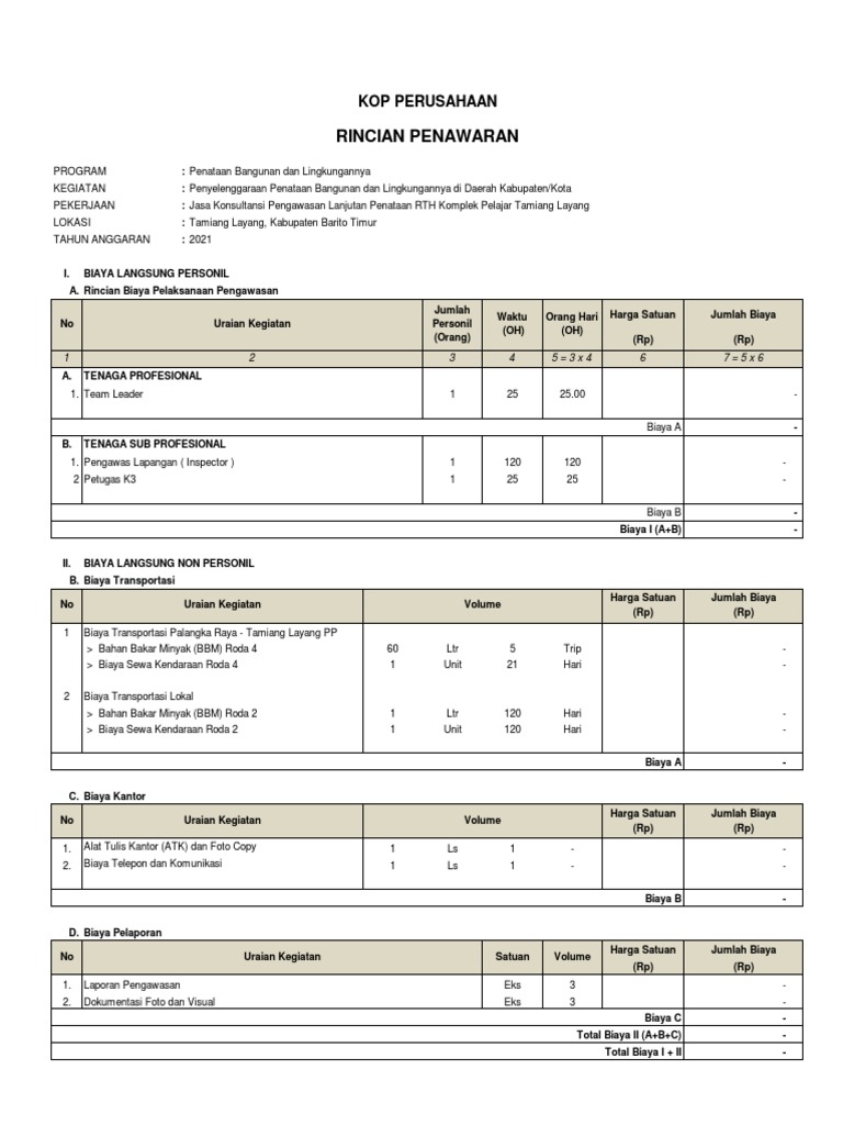 Rab Kosong Pengawasan Lanjutan Penataan RTH | PDF