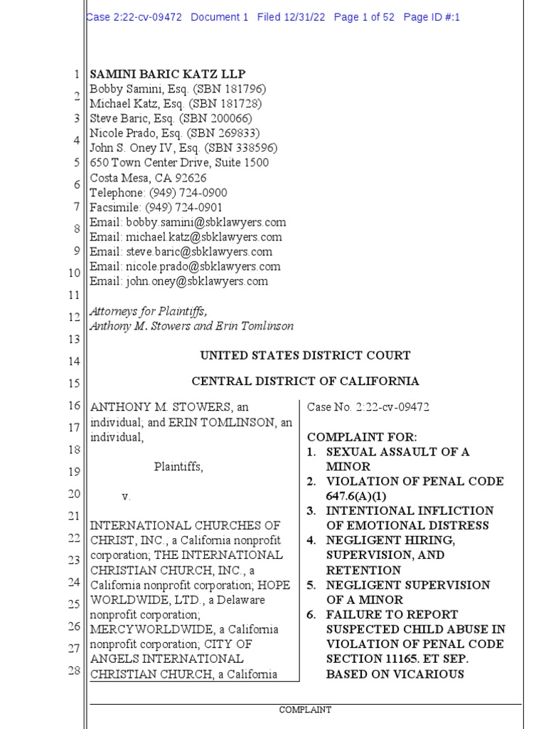 Kip McKean ICC ICOC Sexual Abuse Complaint (Part 2) PDF