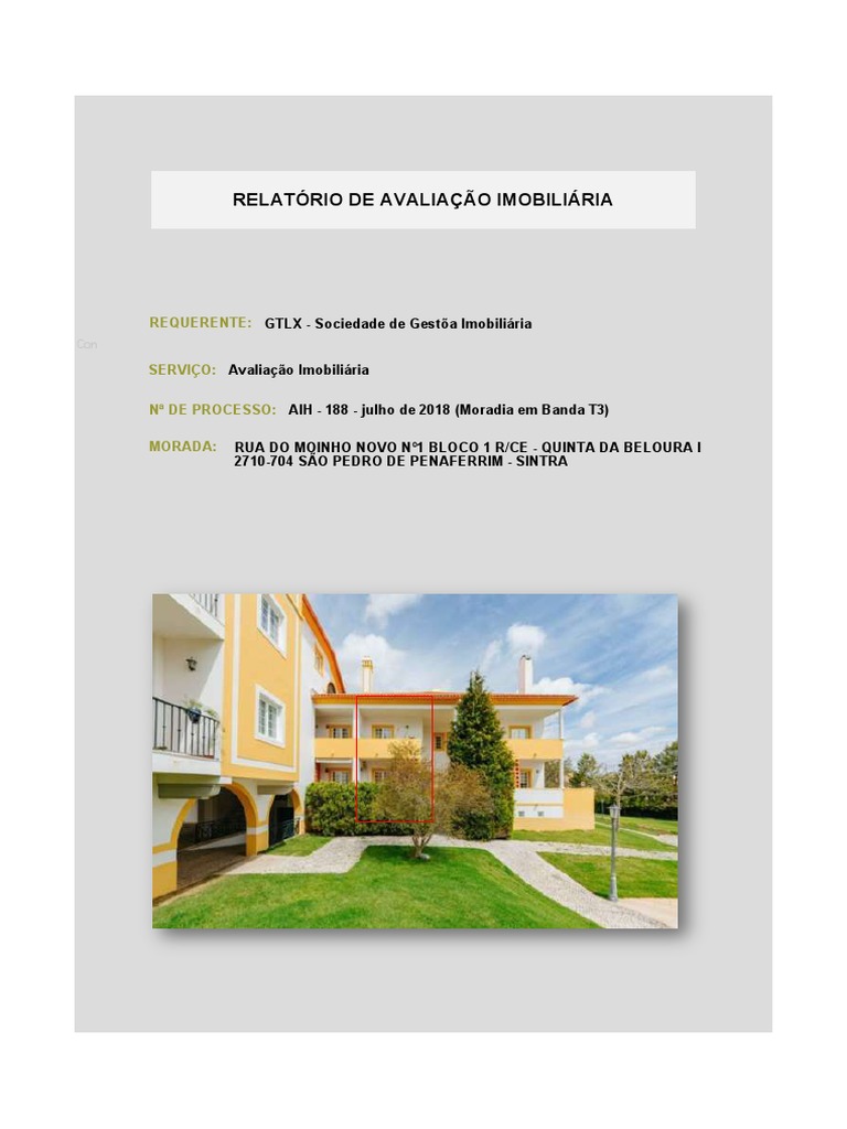 Relatório de Avaliação Imobiliária detalhado para Moradia T3 em ...