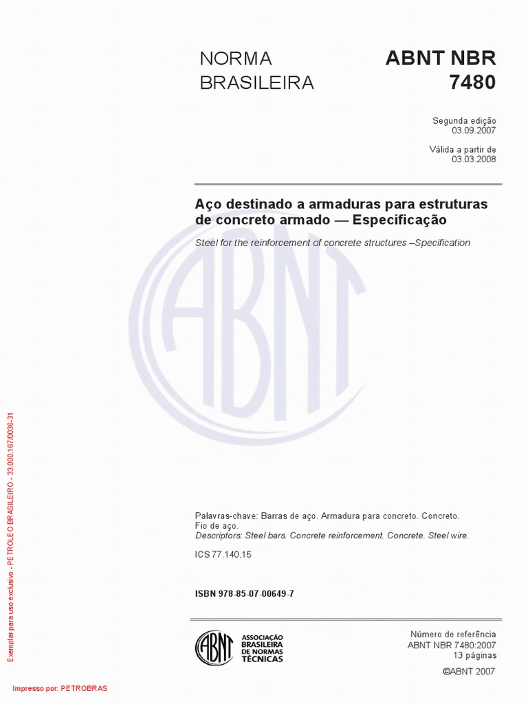 NBR 7480-2007 - Aço Destinado A Armaduras para Estruturas de Concreto ...