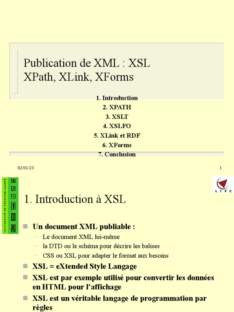 Introduction à XSL et XSLT pour XML | PDF | XML | Extensible Stylesheet ...