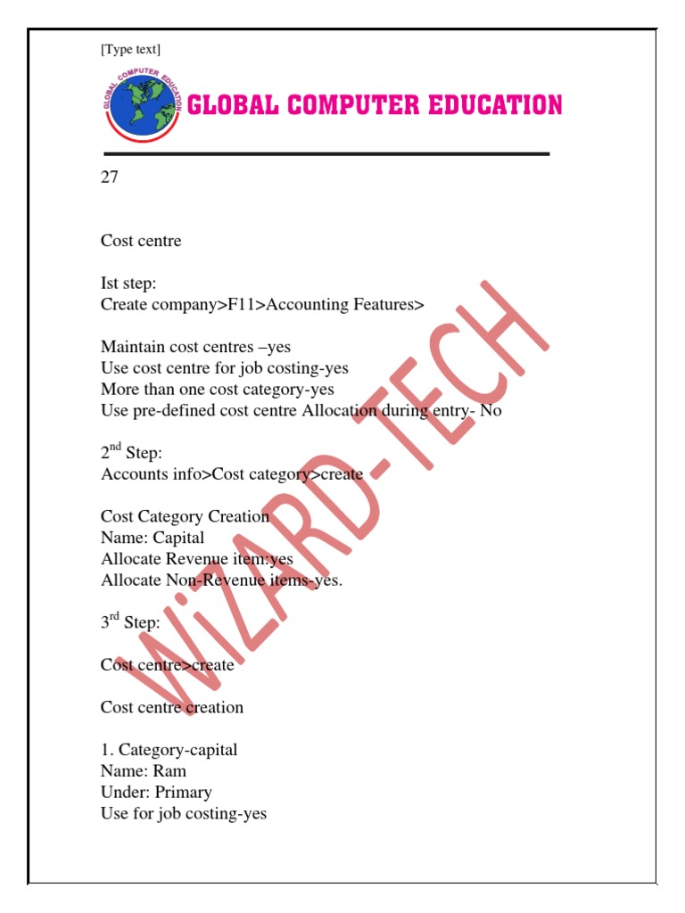 Cost Centre PDF PDF