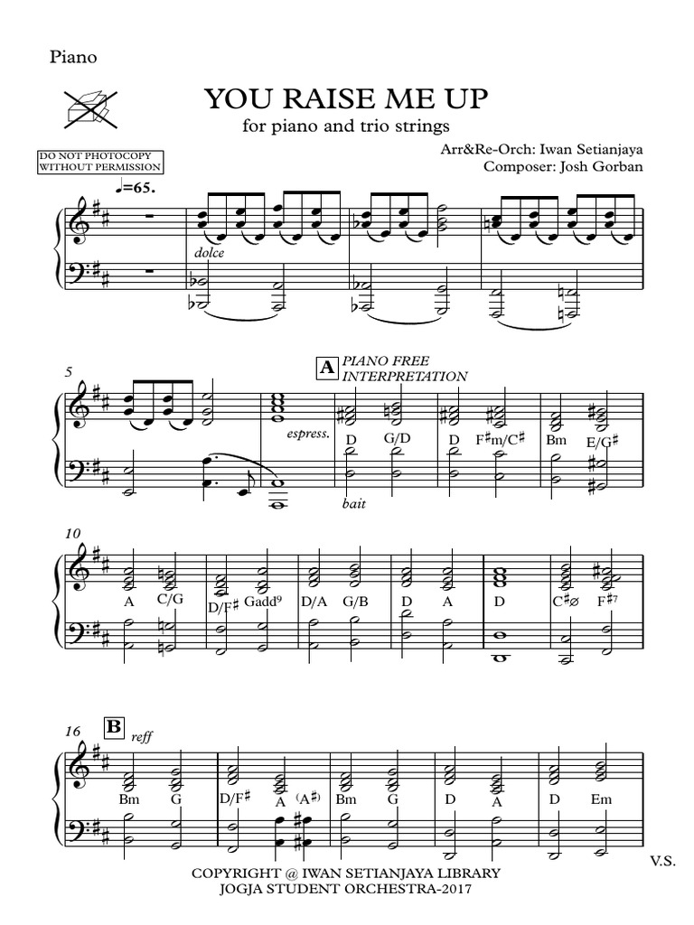 YOU RAISE ME UP - Piano | PDF