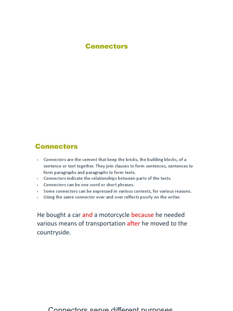 Professional Writing Connectors PDF Sentence (Linguistics) Reason