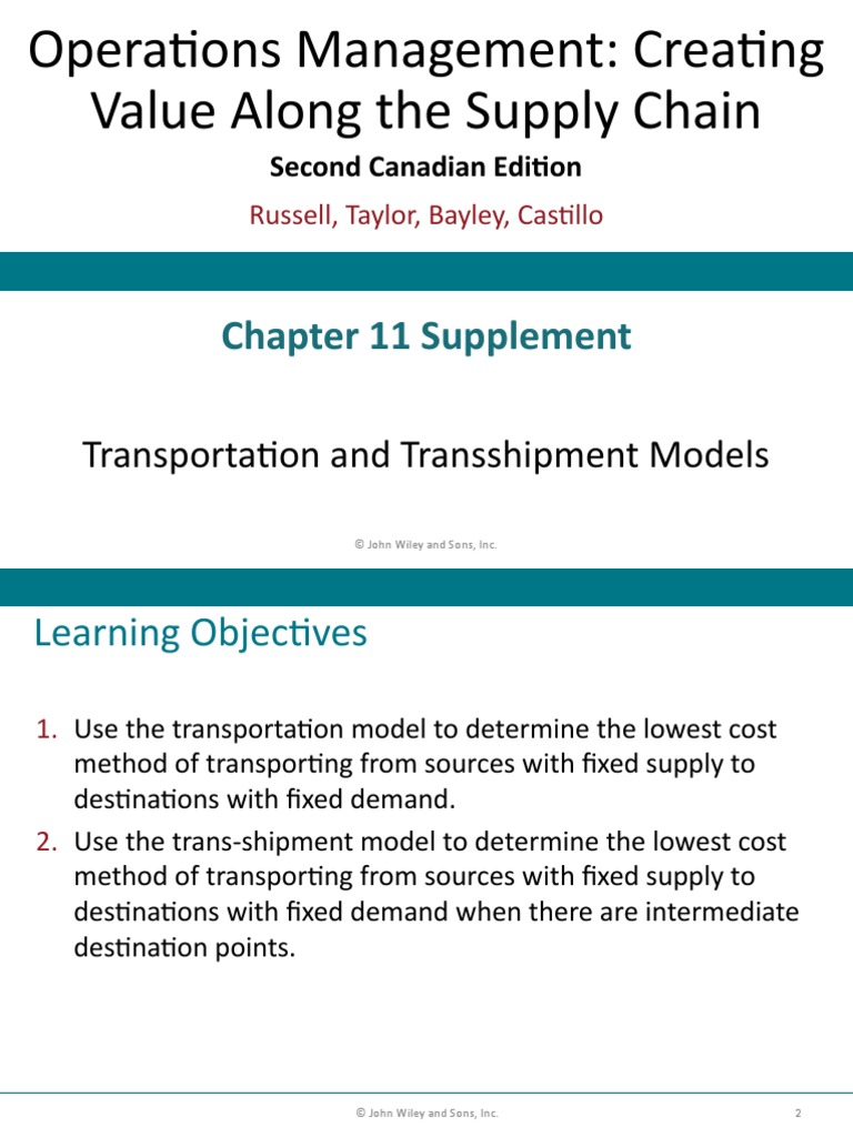 Chapter 11 Supplement: Transportation and Transshipment Models | PDF