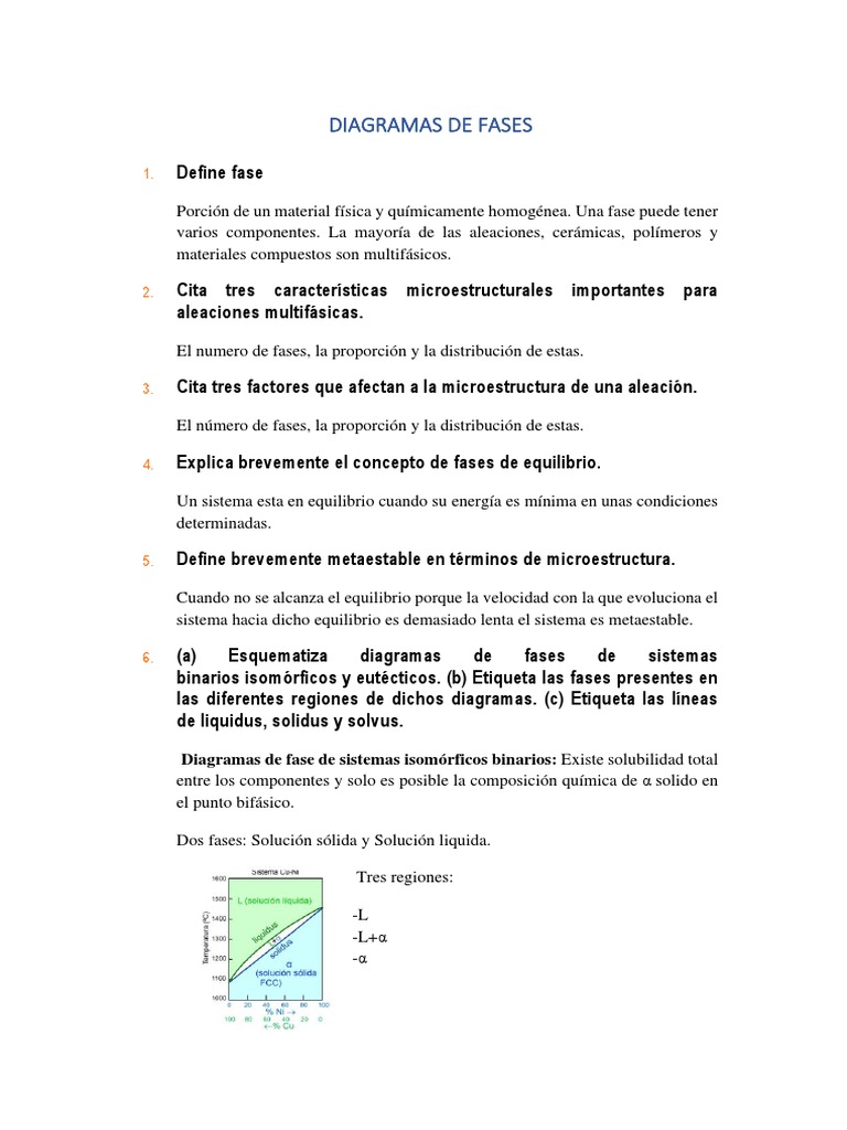 Diagramas de Fases en Aleaciones | PDF | Fase (materia) | Ingeniería de ...