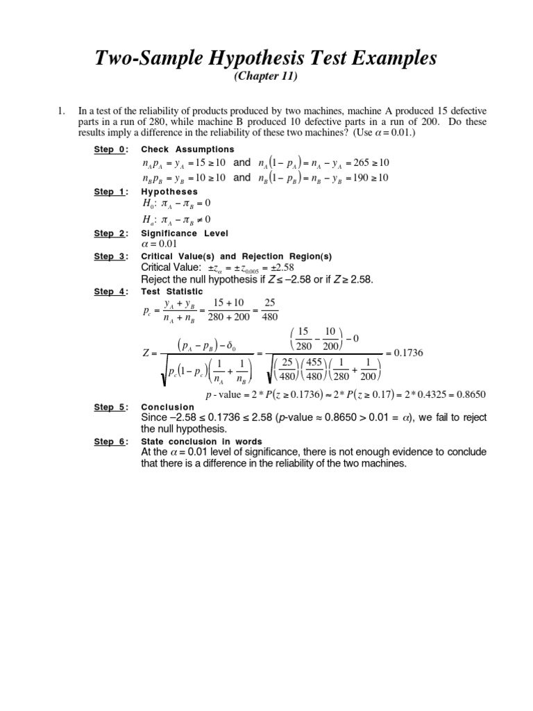 Two Sample Hypothesis Examples | PDF
