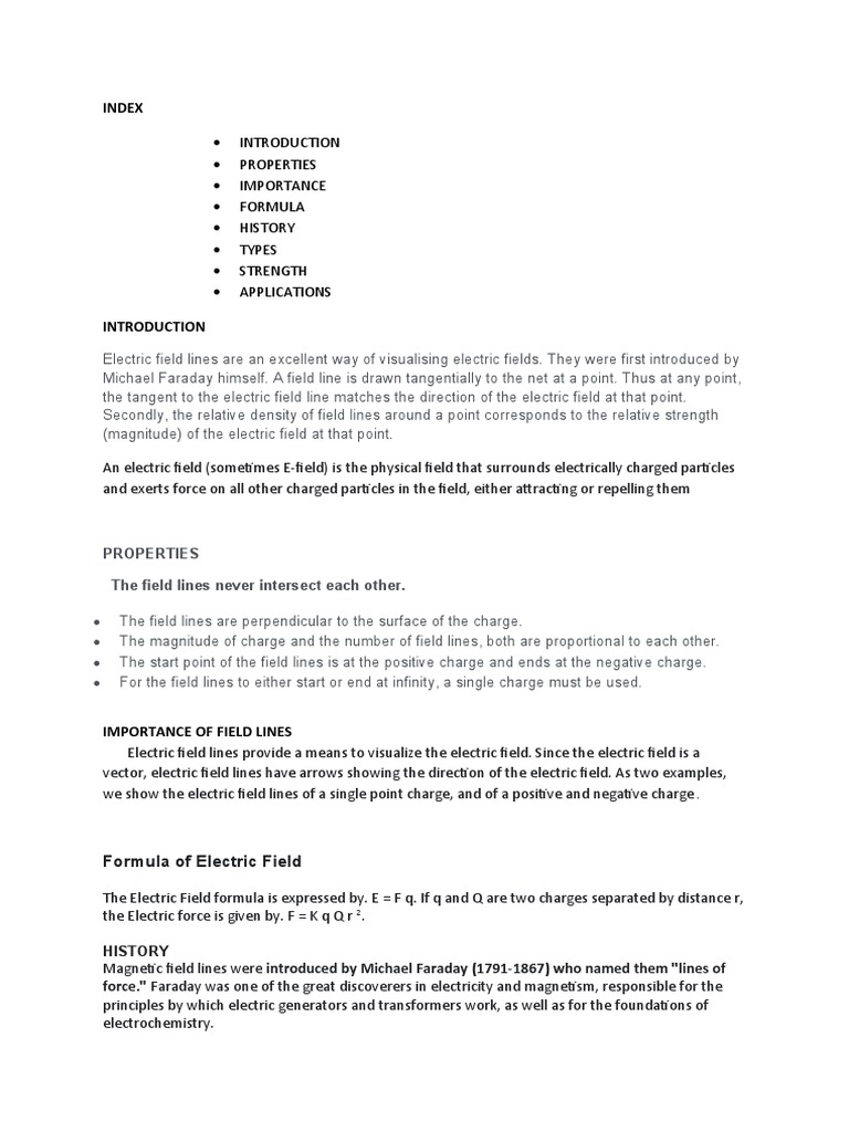 Electric Field Lines Pdf Electric Field Electric Charge