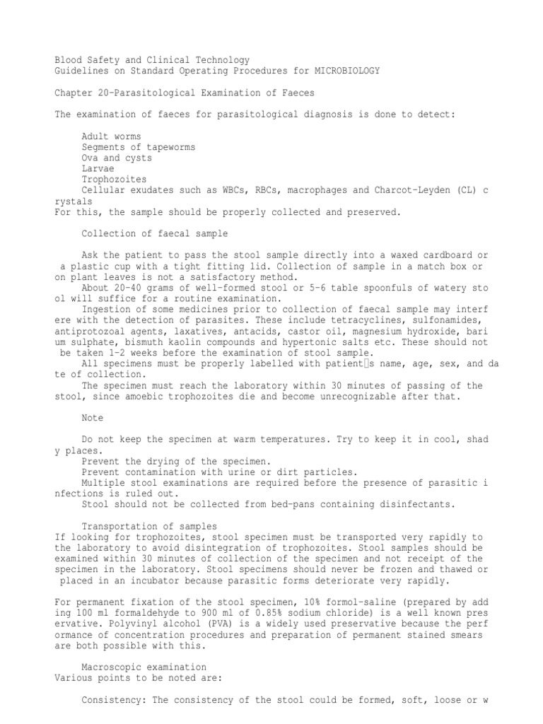Stool Exam PDF Staining Human Feces