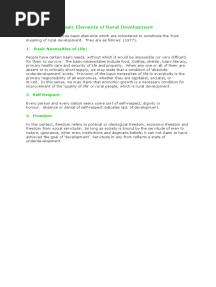 Basic Elements of Rural Development