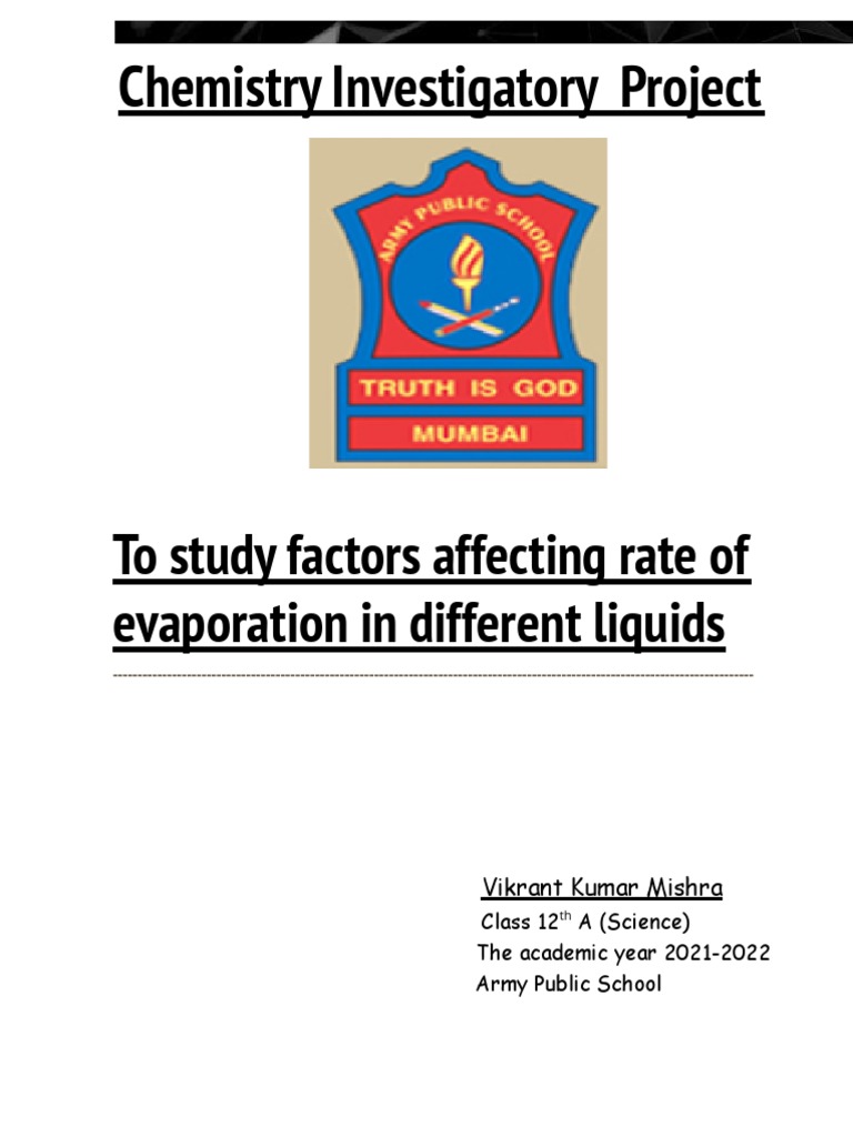 Investigating Factors that Influence the Rate of Evaporation An