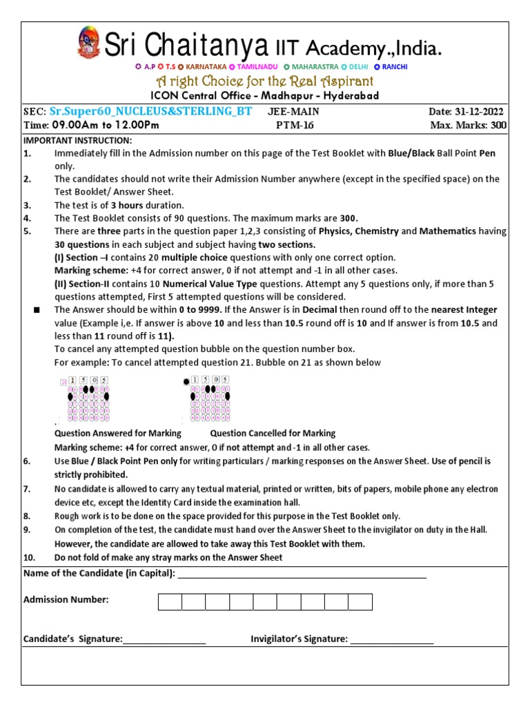 31122022 SR Super60 NUCLEUS & STERLING BT JeeMainPTM16