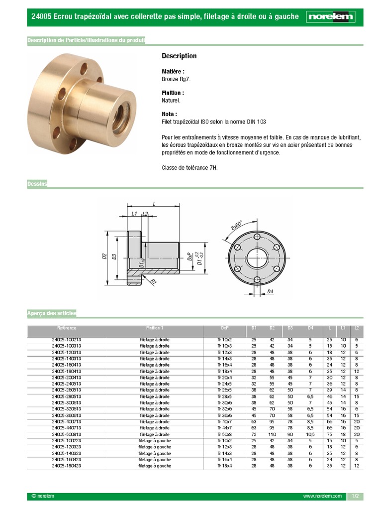 Écrous Trapézoïdaux Acier Renforcé - Tailles TR12x3, TR16x4, TR50x8 - Haute Résistance 45