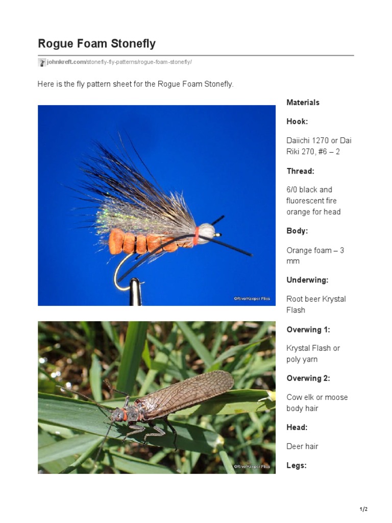 Rogue Foam Stonefly Fly Pattern Guide | PDF | Yarn | Textiles