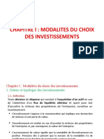 CHAPITRE I Modalités Du Choix Dinvestissement
