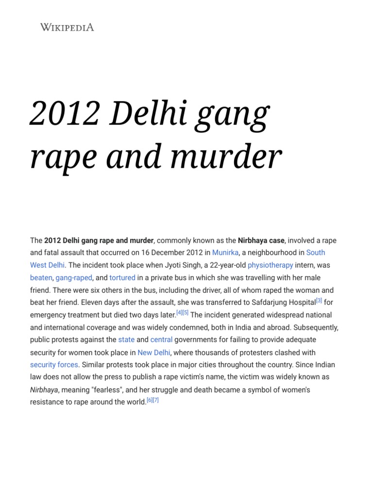 Nirbhaya Case Delhi PDF Crimes Crime & Violence