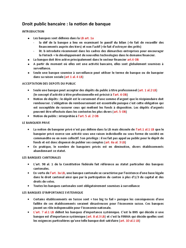 Notion de banque en droit public bancaire | PDF | Banques | Économie