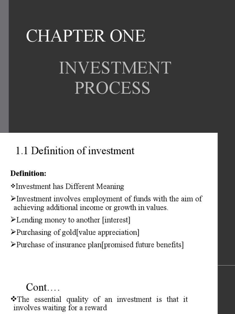 Chapter One: Investment Process | PDF | Investing | Financial Risk
