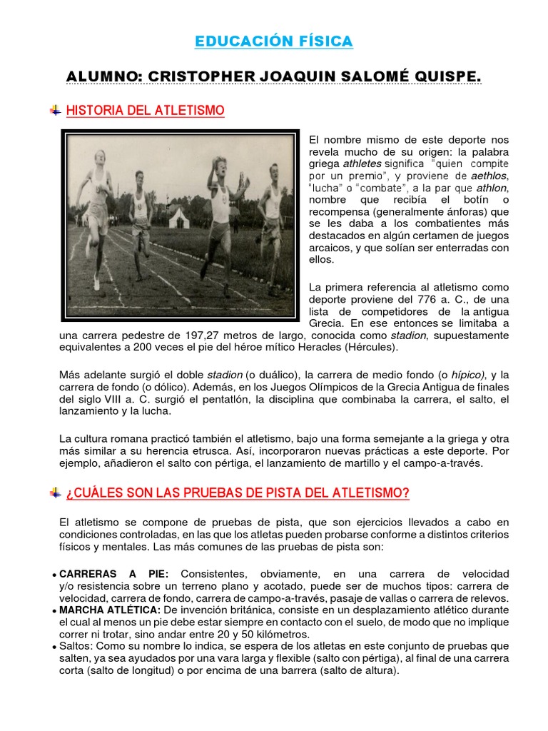 Educación Física | PDF | Deporte del atletismo | Atletismo