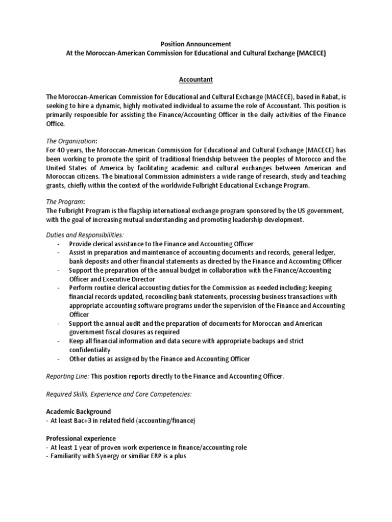 Position Announcement | PDF | Accounting | Business