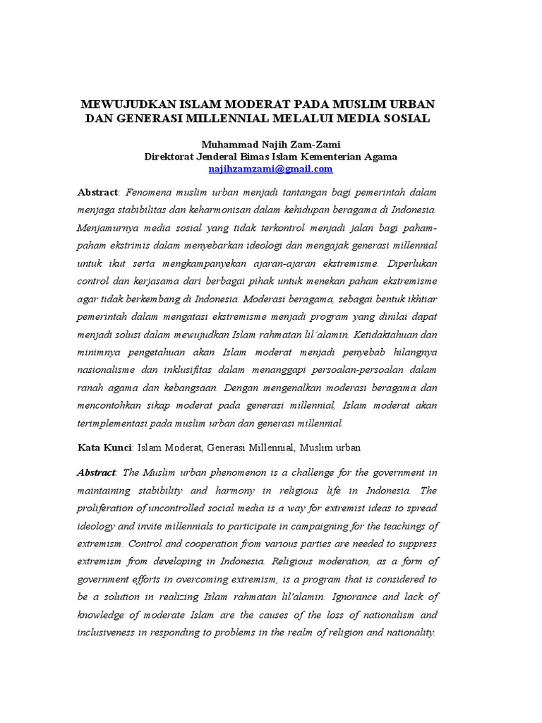 Papper Mewujudkan Islam Moderat Pada Muslim Urban Dan Generasi