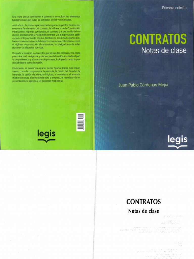 Tratado de Derecho Contractual. Cárdenas Mejía | PDF | Derecho y economía |  Derecho privado