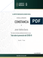 Constancia Todo Sobre La Prevencion Covid 19 Javier Valdivia