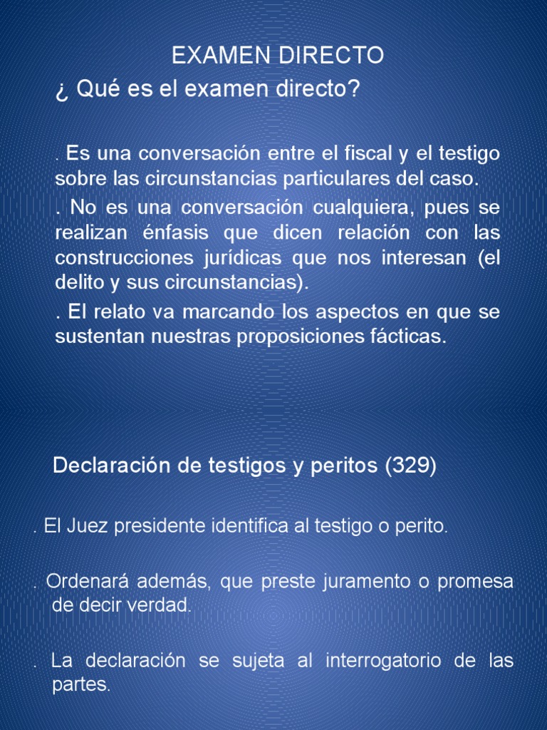 Guía del Examen Directo y Contraexamen | PDF | Testigo | Teoría
