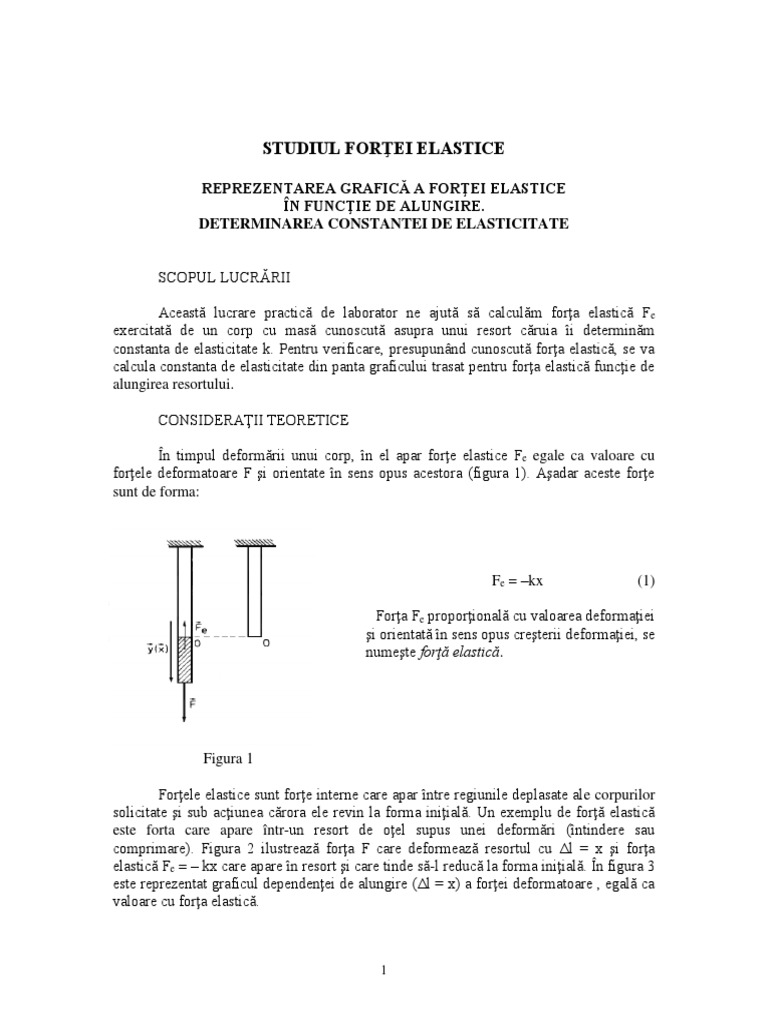 Lucrare 13 - Studiul Fortei Elastice | PDF